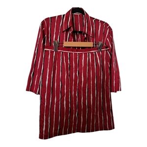 Vintage 70s 80s Jaeger London Red Striped Shirt & Skirt Set  S/M